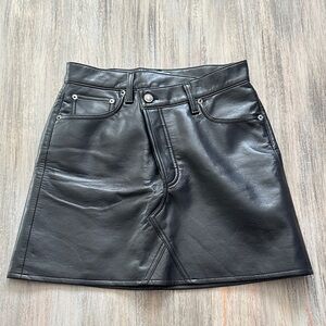 Agolde Black Leather Mini Skirt Size 27 Tag